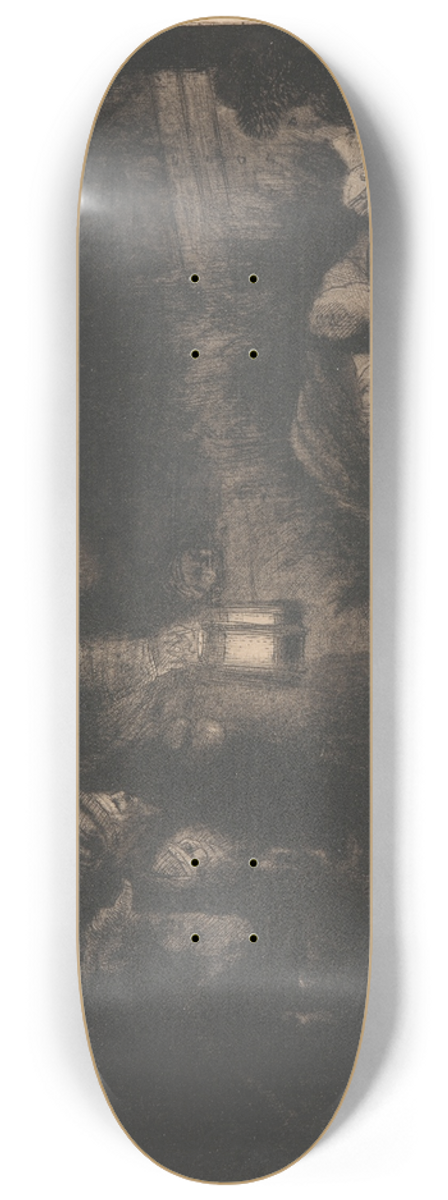 Rembrandt van Rijn - The Adoration of the Shepherds; A Night Piece 8.25 inch art skate deck