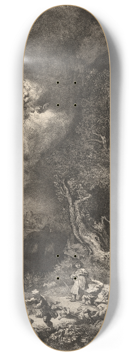 Rembrandt van Rijn - The Angel appearing to the Shepherds 8.25 inch art skate deck