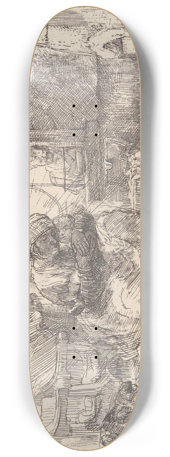 Rembrandt van Rijn - The Virgin and Child with the Cat and Snake 8.25 inch art skate deck