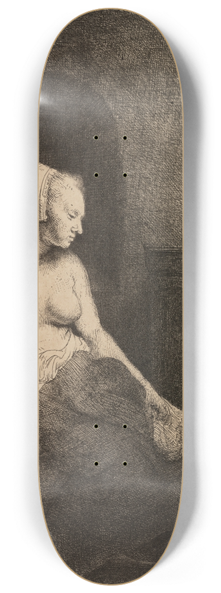 Rembrandt van Rijn - Woman sitting half dressed beside a Stove 8.25 inch art skate deck