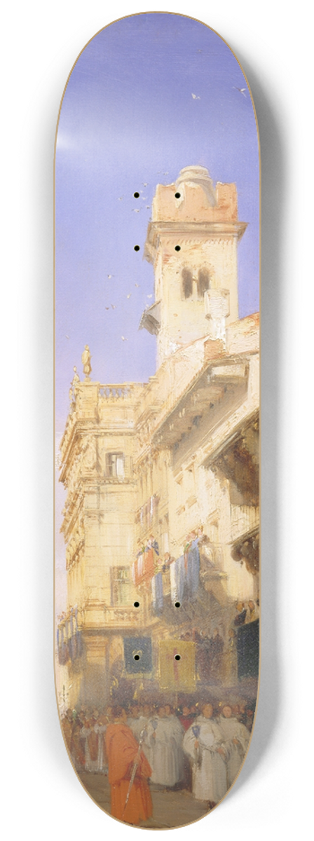 Richard Parkes Bonington - Corso SantAnastasia, Verona 8.25 inch art skate deck