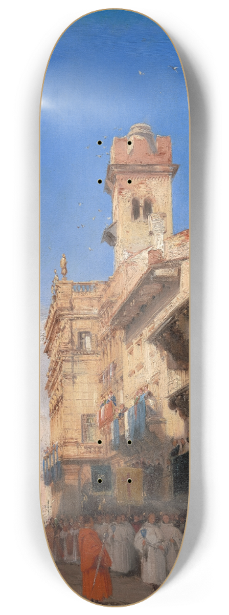 Richard Parkes Bonington - Corso SantAnastasia, Verona 8.25 inch art skate deck