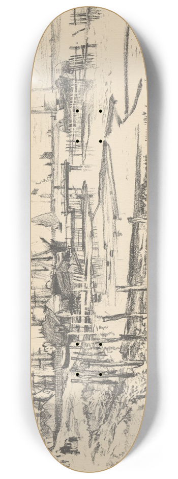Robert Charles Goff - Harbor Scene 8.25 inch art skate deck