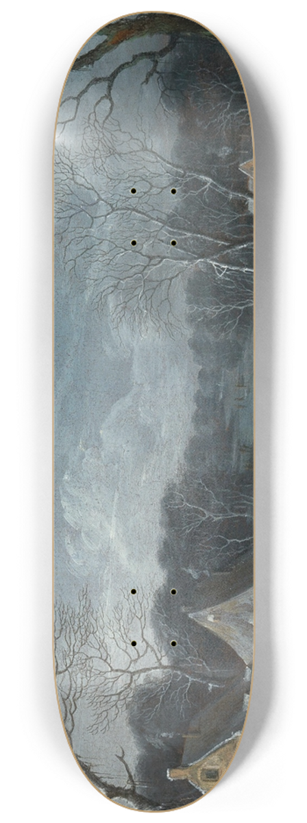 Robert Griffier - A winter landscape with skaters on the ice 8.25 inch art skate deck