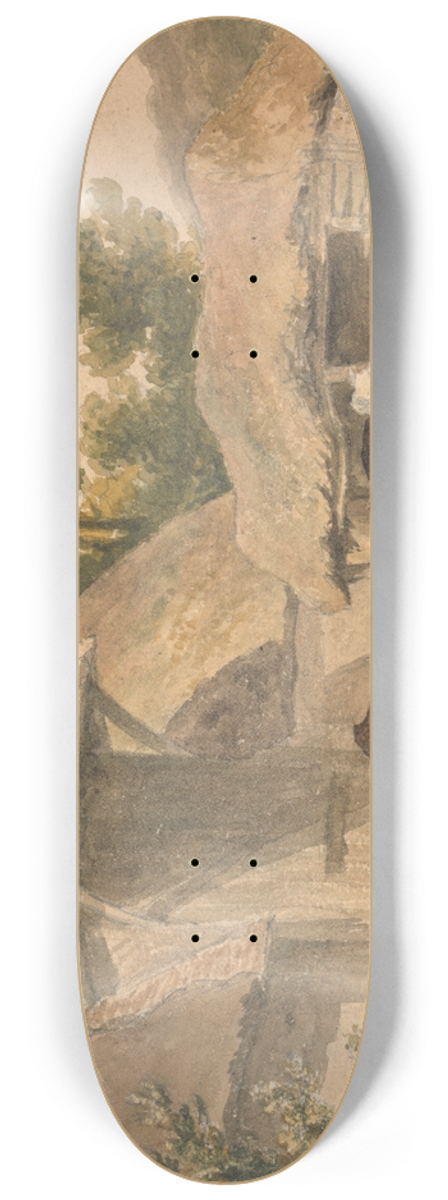 Robert Hills - Farmyard with Horses Waiting 8.25 inch art skate deck