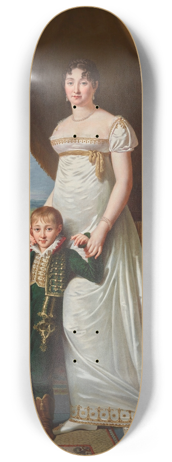 Robert Jacques Franois Lefvre - Portrait de la baronne Solignac avec son fils Jean-Baptiste-Eugne 8.25 inch art skate deck
