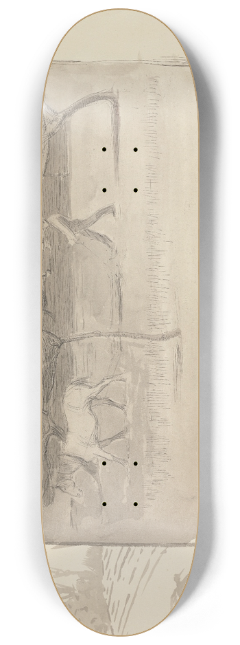 Robert Polhill Bevan - A Harrow in the Orchard 8.25 inch art skate deck