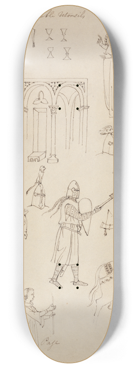 Robert Smirke - Studies from a Fench MSS Bible Register 8.25 inch art skate deck