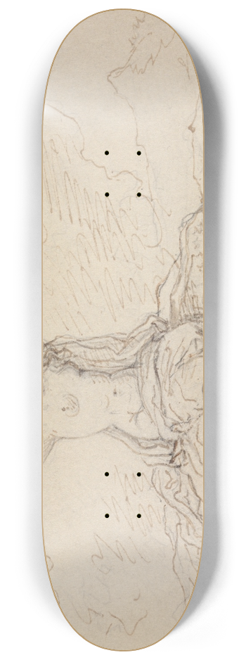 Robert Smirke - Study of a Semi-Nude Woman, Sitting, with Her Arms Raised Over Her Head 8.25 inch art skate deck