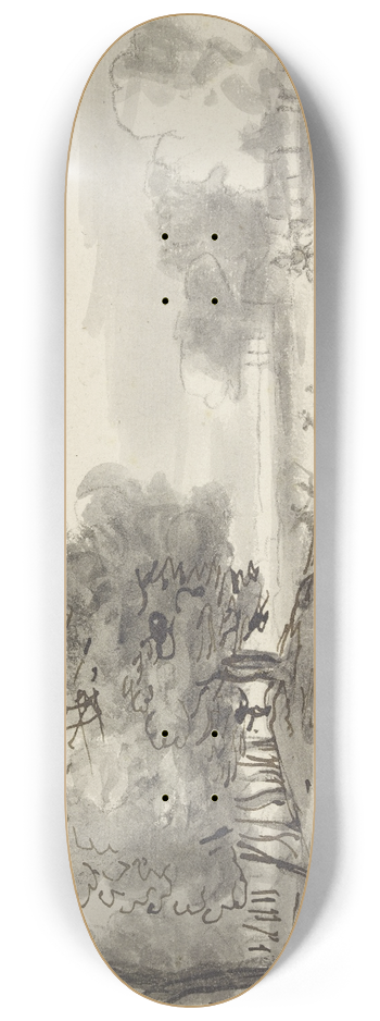 Roelant Roghman - Landschaft mit einer Parforcejagd, links eine Dame zu Pferde mit einem Sonnenschirm 8.25 inch art skate deck