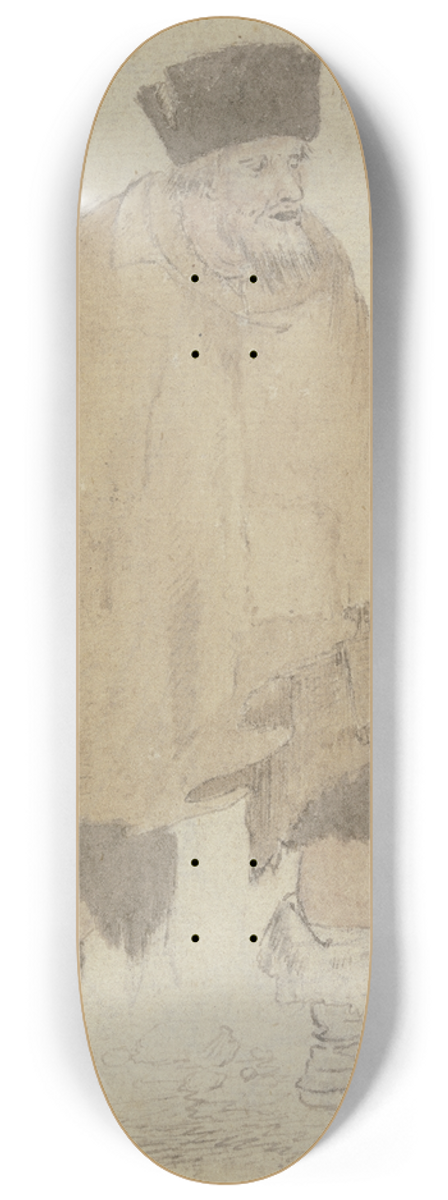 Roelant Savery - Man in a Ragged Cloak Walking to the Right 8.25 inch art skate deck