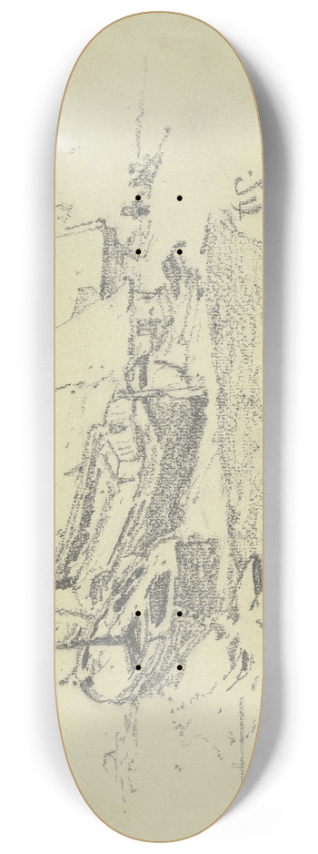 Rudolf Gudden - Fishing boats at the beach 8.25 inch art skate deck