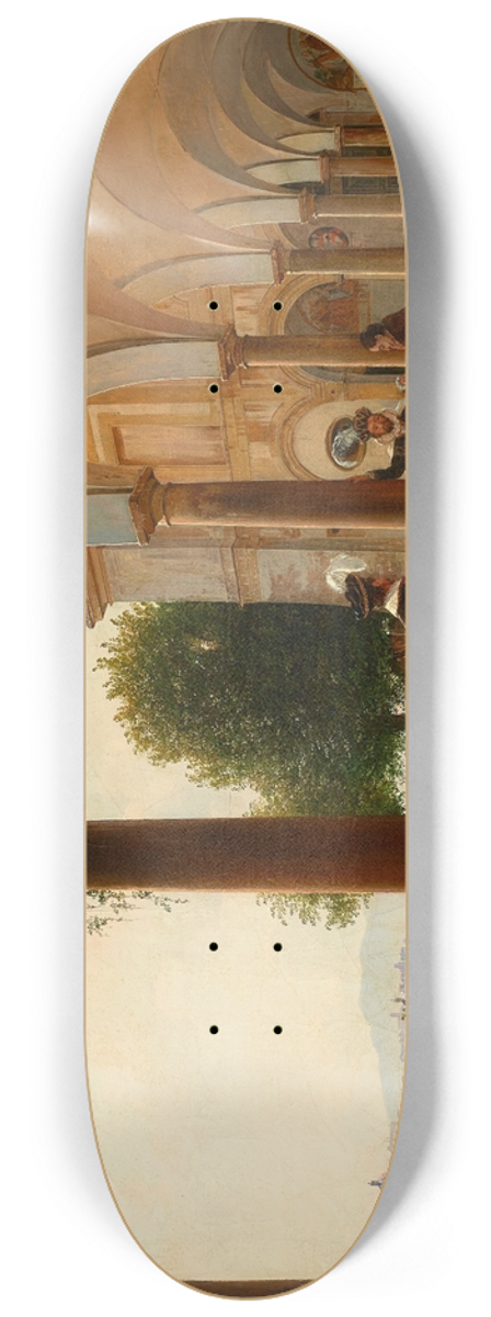 Rudolf von Alt - The Death of Torquato Tasso at SantOnofrio al Gianicolo, Rome 8.25 inch art skate deck