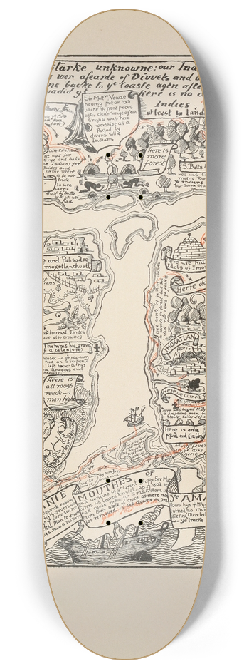 Rudyard Kipling - Map of the Turbid Amazon 8.25 inch art skate deck