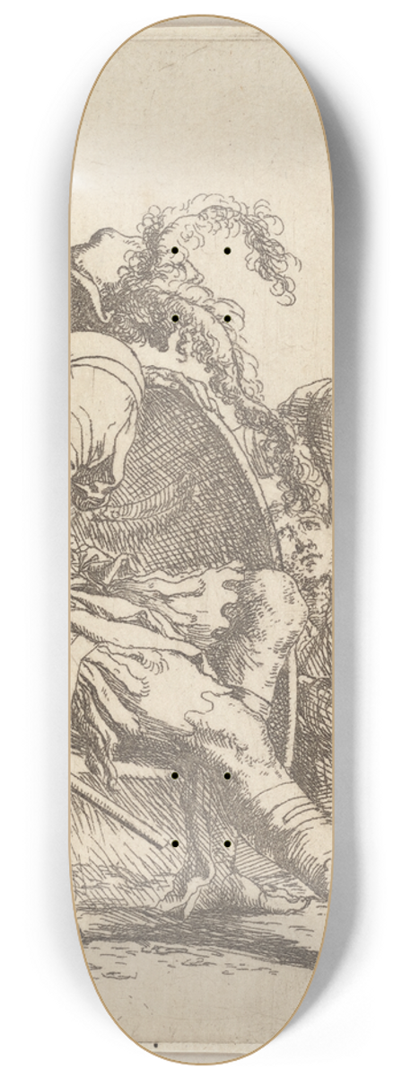 Salvator Rosa - Four Soldiers, One seated on a Stone at the Left 8.25 inch art skate deck