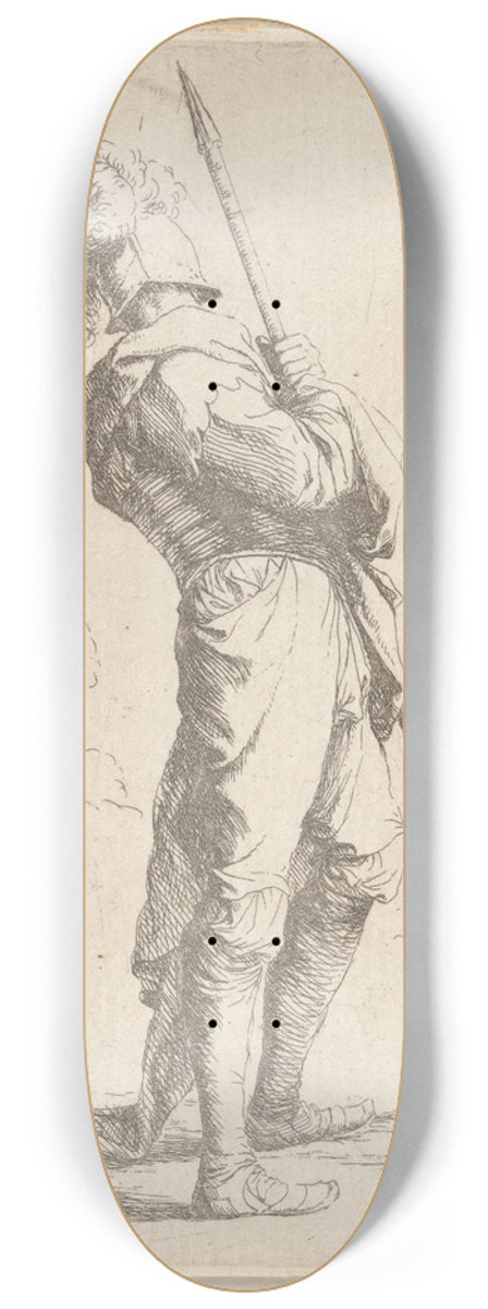 Salvator Rosa - Soldier Holding His Lance with Both Hands 8.25 inch art skate deck