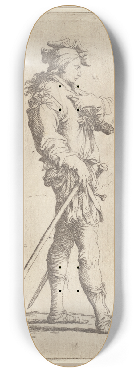 Salvator Rosa - Soldier in Profile with Sword and Cane, Facing Right 8.25 inch art skate deck