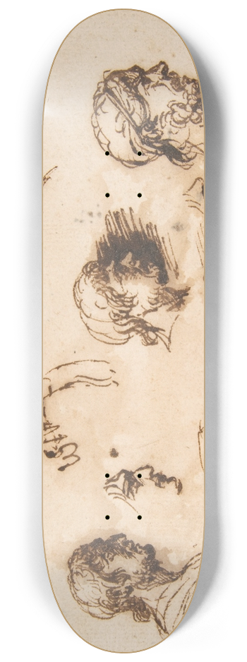 Salvator Rosa - Studies of a Mans Head in Profile, and of a Standing Male Figure 8.25 inch art skate deck