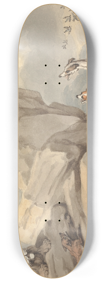Samuel Howitt - An Eagle Perched on a Rock; Lion, Fox, Two Hounds and a Rooster 8.25 inch art skate deck
