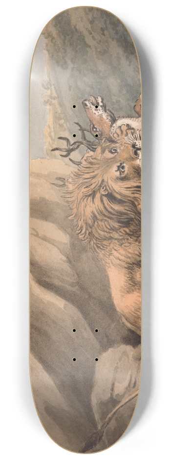Samuel Howitt - Lion Attacking a Stag 8.25 inch art skate deck