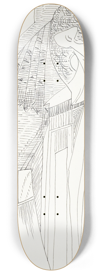 Samuel Jessurun de Mesquita - Figuur met een puntige neus en lange wimpers in profiel naar rechts 8.25 inch art skate deck