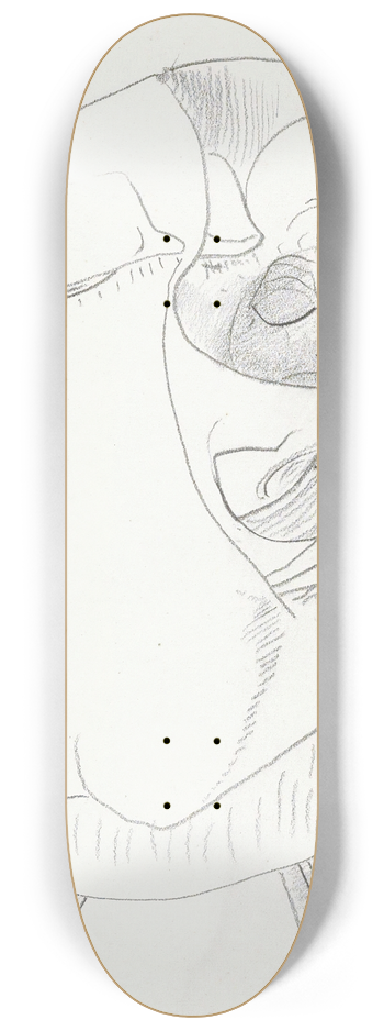 Samuel Jessurun de Mesquita - Ovaal met een kop in profiel naar rechts, twee benen en een kop met gesloten ogen 8.25 inch art skate deck