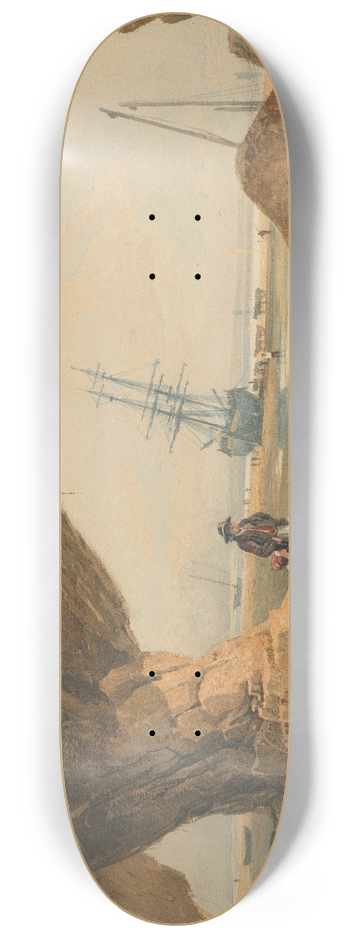 Samuel Prout - Coast Scene near Plymouth 8.25 inch art skate deck