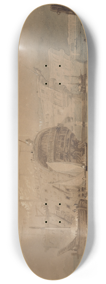 Samuel Prout - Hulks at Plymouth 8.25 inch art skate deck