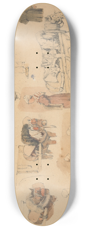 Samuel Prout - Sketches of Peasants and Work-Horses 8.25 inch art skate deck
