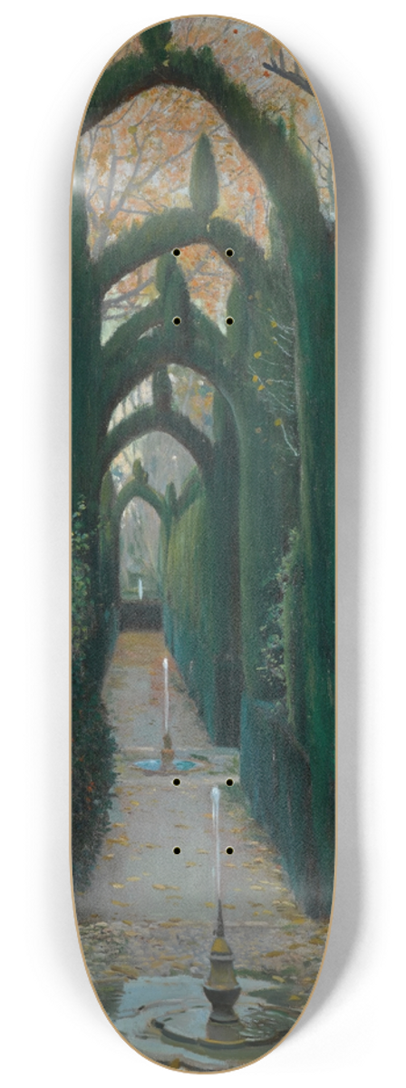 Santiago Rusiol - The Generalife Gardens, Granada 8.25 inch art skate deck