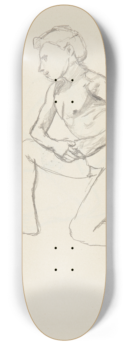 Adolf Sternschuss - akt mczyzny klczcego na jednym kolanie 8.25 inch art skate deck