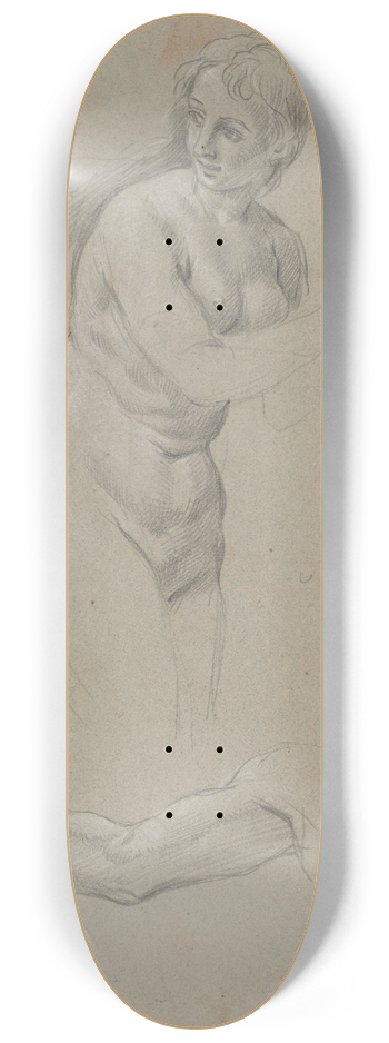 School of Carlo Maratti - A Female Nude and Two Studies of an Arm, One Holding aMiniature 8.25 inch art skate deck