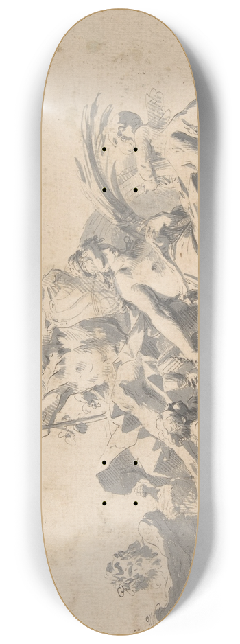 Sebastiano Galeotti - Bacchus and Ceres Attended by Putti and a Marine Deity 8.25 inch art skate deck
