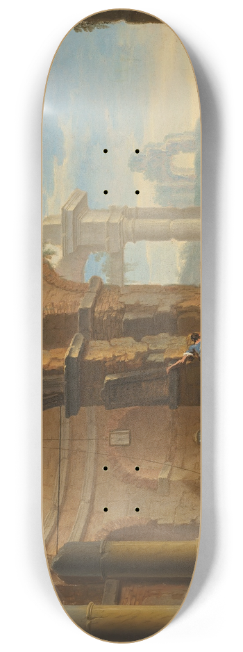 Sebastiano Ricci - A capriccio with figures conversing by classical ruins 8.25 inch art skate deck