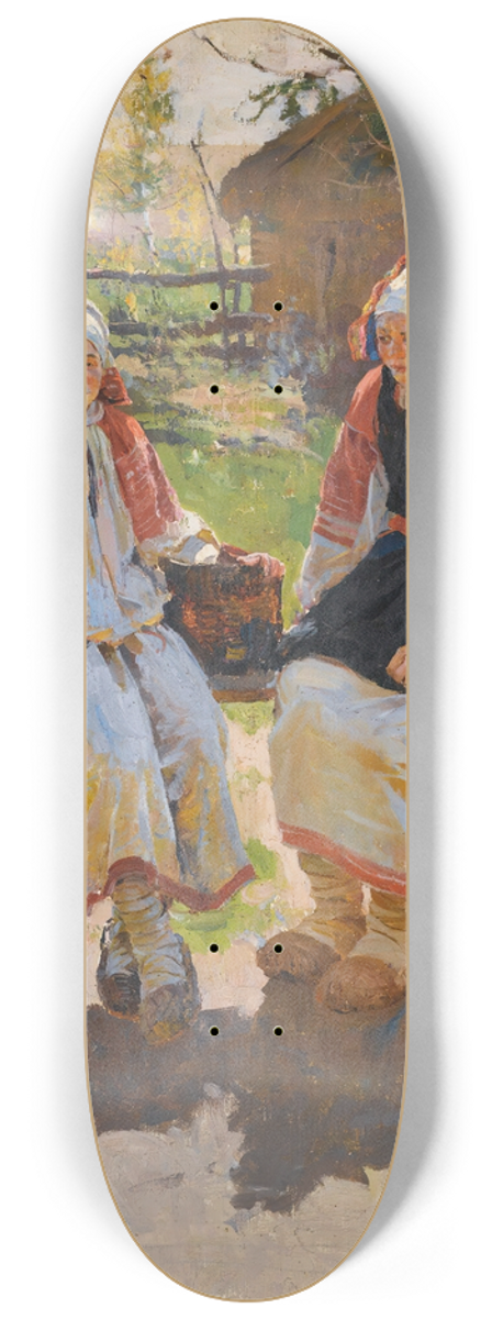 Sergei Arsenevich Vinogradov - Two Peasant Girls 8.25 inch art skate deck