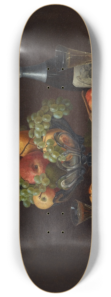 Severin Roesen - Fruit Still Life with Champagne Bottle 8.25 inch art skate deck