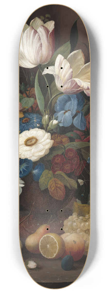 Severin Roesen - Still Life,Flowers and Fruit 8.25 inch art skate deck