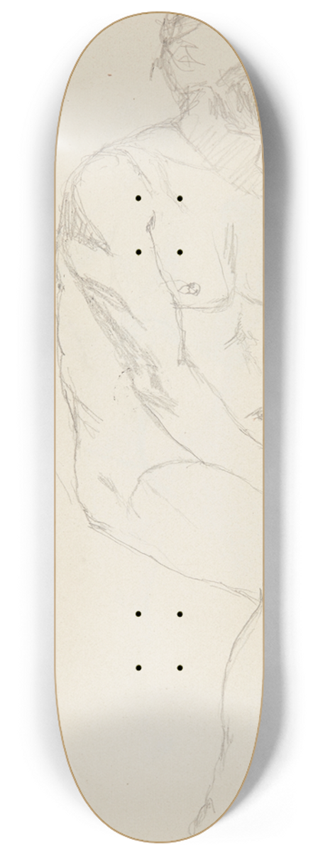 Adolf Sternschuss - akt siedzcego mczyzny trzymajcego do na udzie 8.25 inch art skate deck