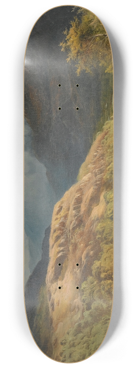Sidney Richard Percy - Mountainous Lake Scene With Figures And Cattle 8.25 inch art skate deck