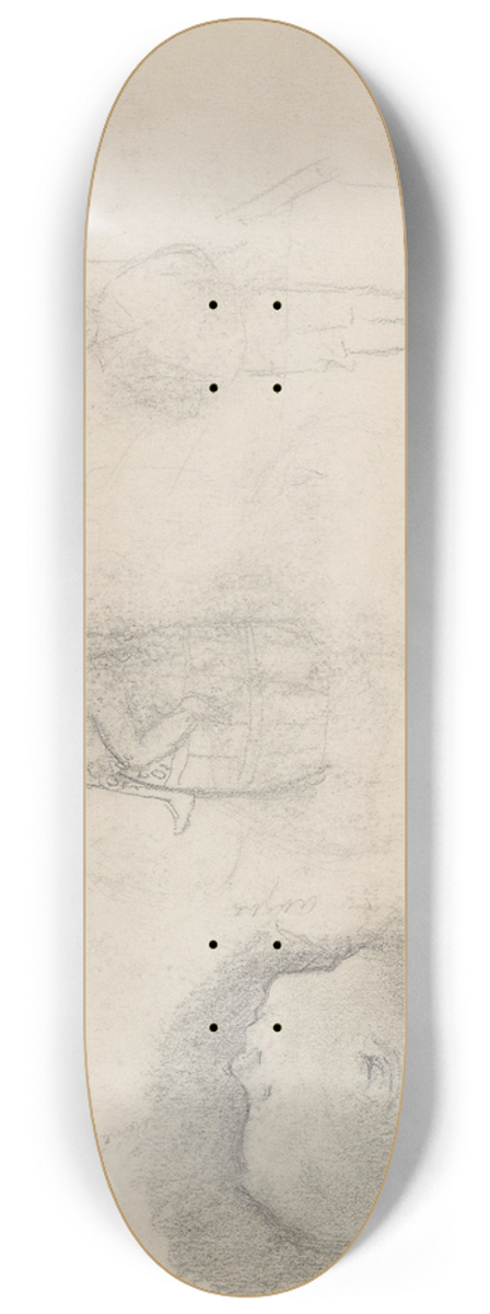 Signe Scheel - Barneportrett; studier av barn; riss av fugler 8.25 inch art skate deck