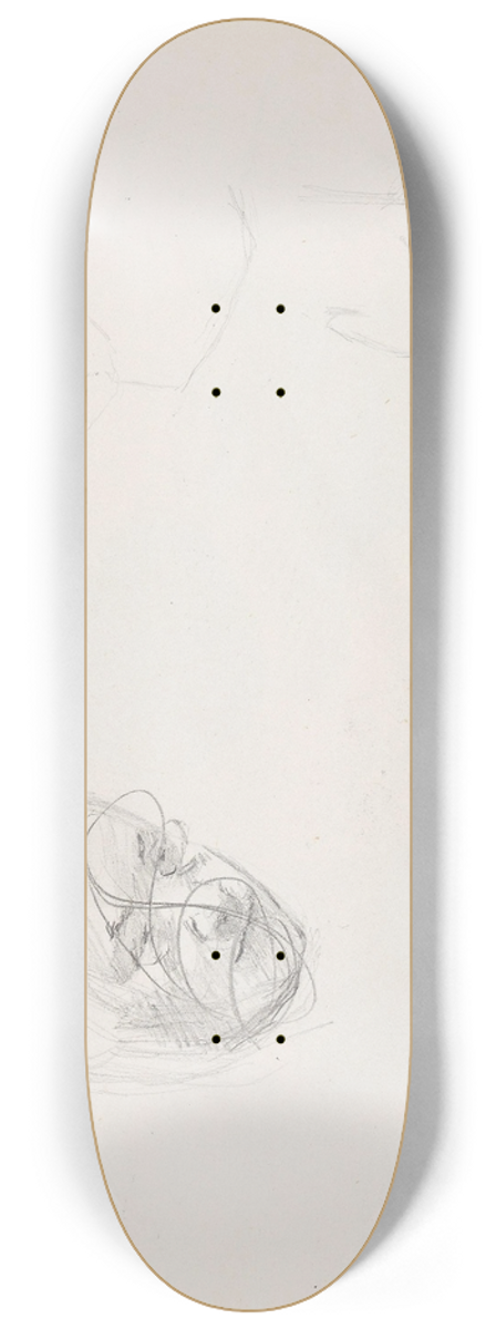 Signe Scheel - Hode; riss av to hoder 8.25 inch art skate deck