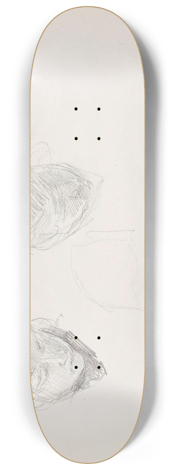 Signe Scheel - Kvinnehode; riss av to hoder 8.25 inch art skate deck