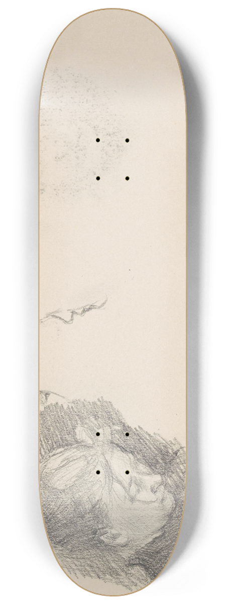 Signe Scheel - Kvinneportrett; riss av profil; riss av kvinne 8.25 inch art skate deck