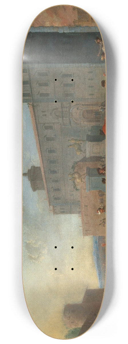 Simon Johannes van Douw - A horse market at the Piazza del Quirinale, Rome 8.25 inch art skate deck
