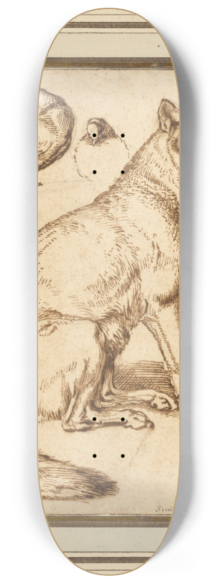 Sinibaldo Scorza - A Wolf and Two Doves 8.25 inch art skate deck