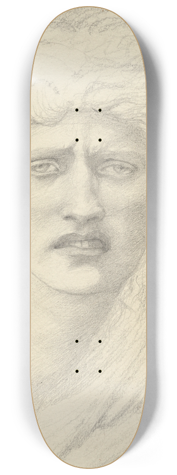 Sir Edward Coley Burne-Jones - Study for the head of Medusa for The Finding of Medusa 8.25 inch art skate deck
