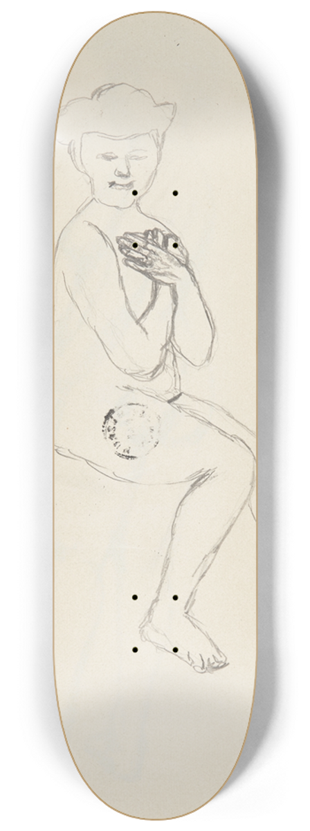 Adolf Sternschuss - akt siedzcej kobiety zasaniajcej skrzyowanymi domi biust 8.25 inch art skate deck