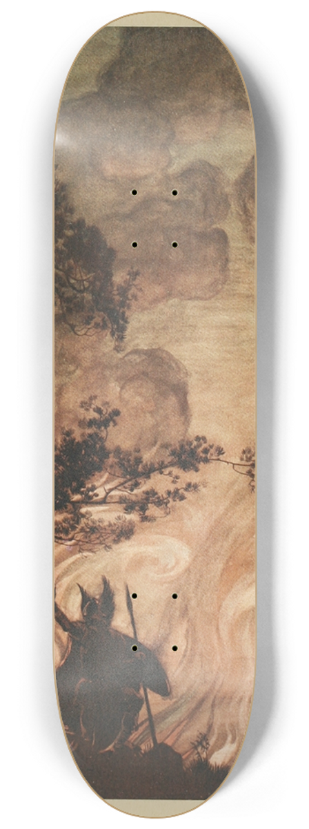 Arthur Rackham - As he moves slowly away, Wotan turns and looks sorrowfully back at Brunnhilde 8.25 inch art skate deck