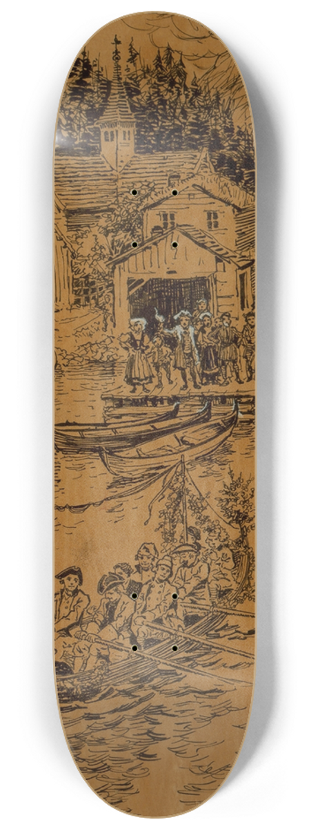 Arthur Rackham - As Pretty a Boat-Procession 8.25 inch art skate deck