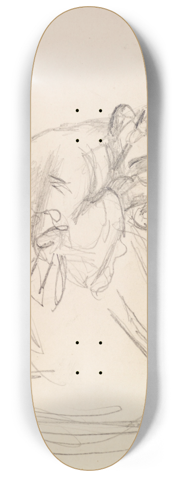 Sir John Everett Millais - Female  Sketch of a distraught Woman, seated 8.25 inch art skate deck